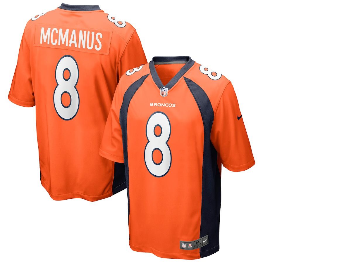Men Denver Broncos #8 Brandon McManus Nike Orange Game NFL Jersey->denver broncos->NFL Jersey